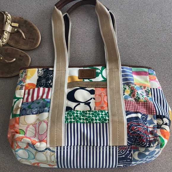 Coach | Bags | Coach Hampton Weekend Patchwork Bag Vibrant Color | Poshmark